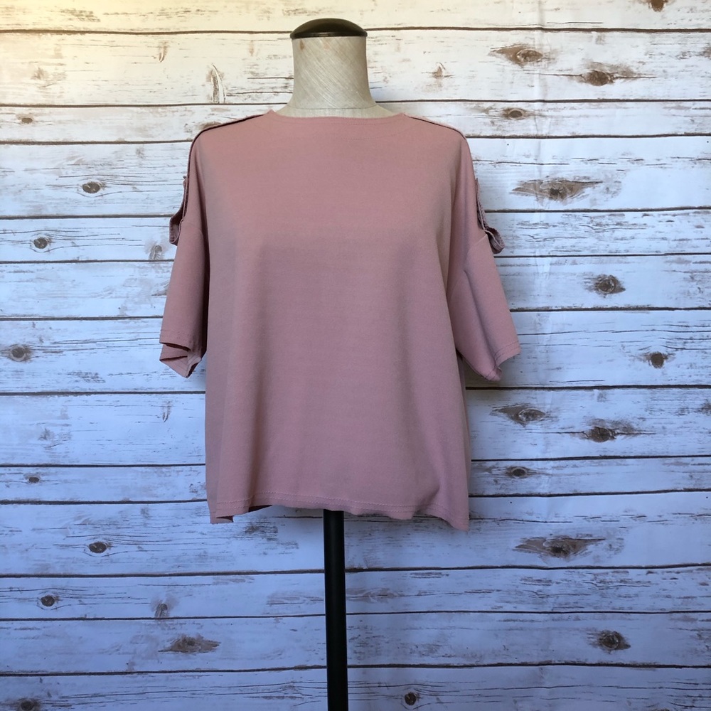 💜ZARA blush cropped blouse top